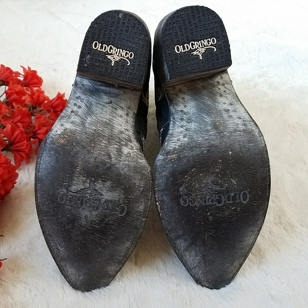 OLD GRINGO BLACK FLORA LOCA EMBROIDERED ANKLE BOOTS - Picture 5 of 14
